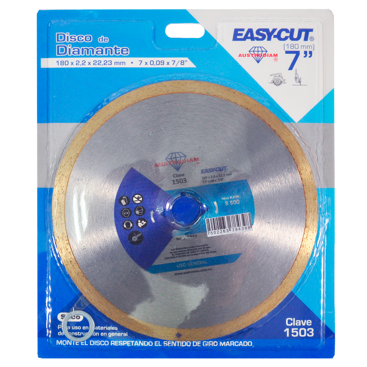 Disco de Diamante 7" RIN CONT EASYCUT Mod. 1503 AUSTROMEX