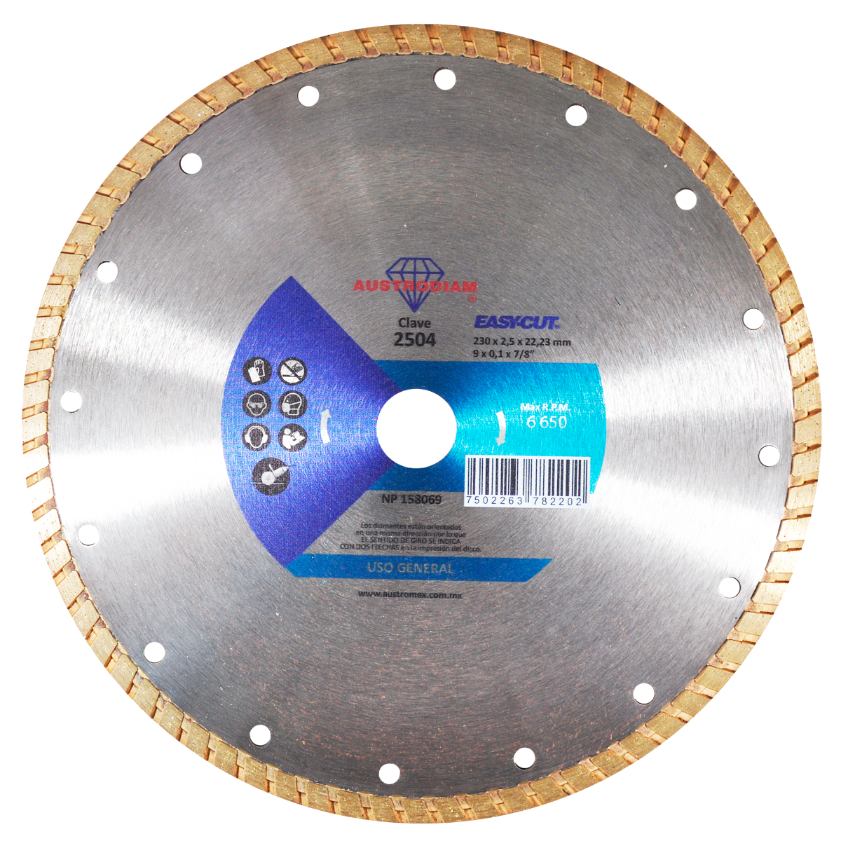 Disco de Diamante 9 X 7/8''(7.5) TURBO EASY CUT Mod. 2504 AUSTROMEX