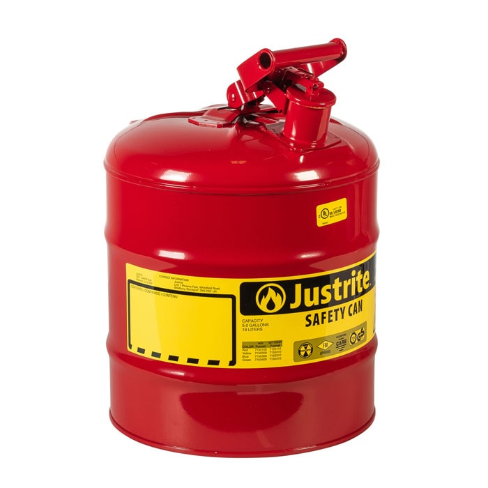 Bidon De Seguridad Justrite Tipo I De Acero Rojo Cap 19 L C/Mango De Oscilante