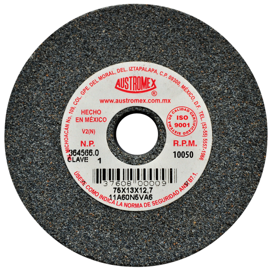 Rueda Abrasiva para esmerilar todo tipo de acero, hierro forjado de 76 x 13 x 12.70 mm C.1 AUSTROMEX