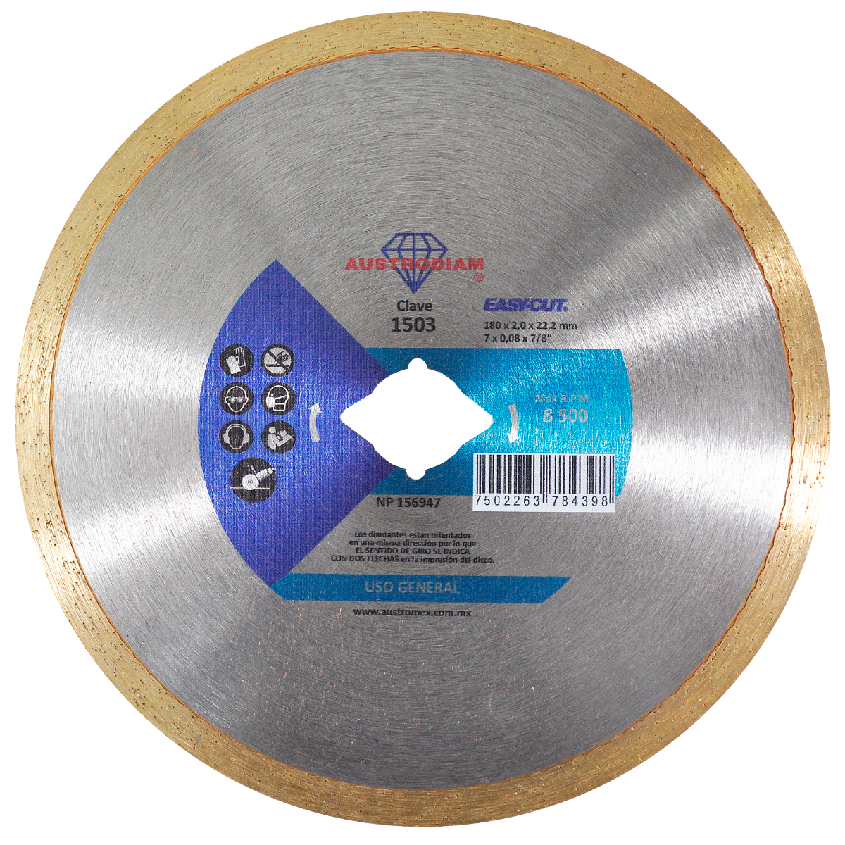 Disco de Diamante 7" RIN CONT EASYCUT Mod. 1503 AUSTROMEX