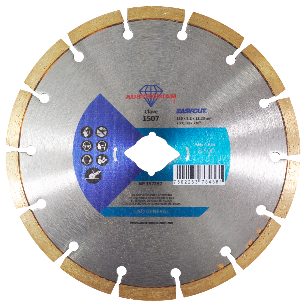 Disco de Diamante 7" RIN SEGM EASYCUT Mod. 1507 AUSTROMEX