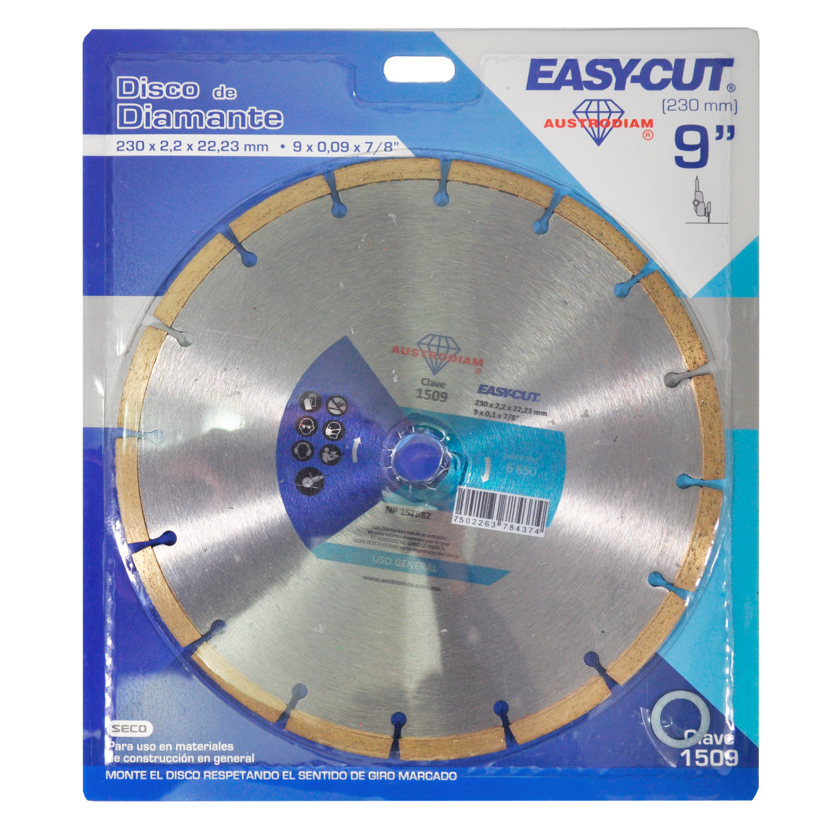 Disco de Diamante 9" RIN SEGM EASYCUT Mod. 1509 AUSTROMEX