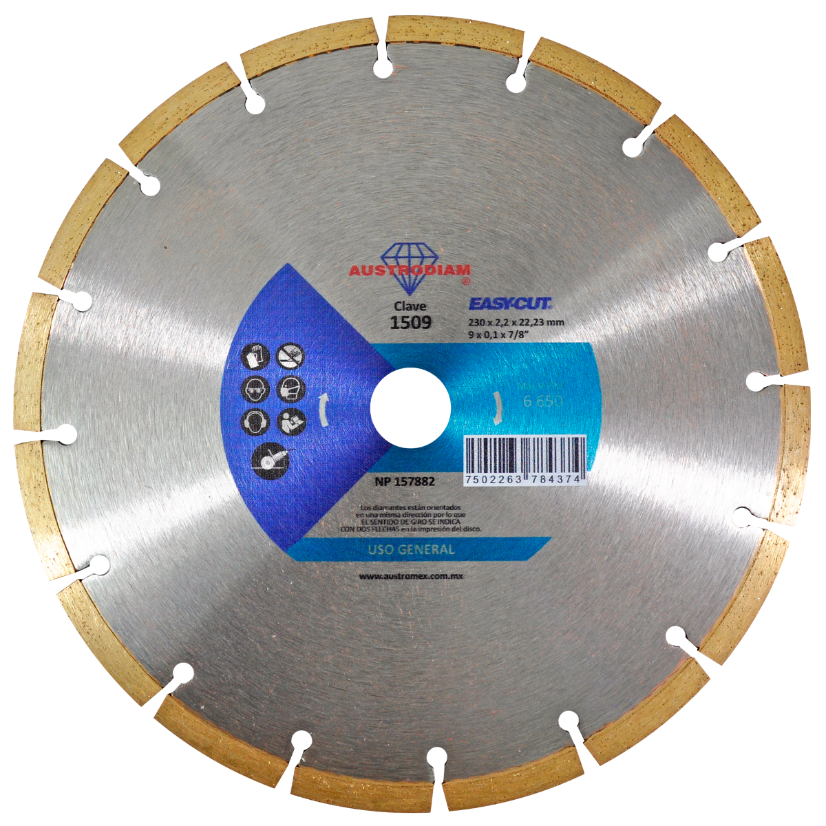 Disco de Diamante 9" RIN SEGM EASYCUT Mod. 1509 AUSTROMEX