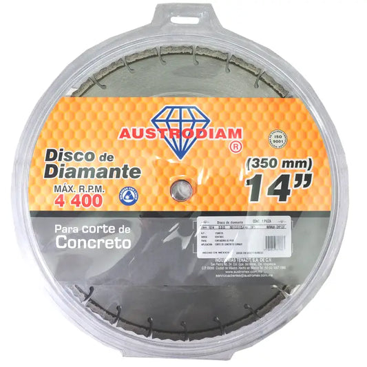 DISCO DIAMANTADO 14" RIN SEGMENTADO PARA CONCRETO AUSTROMEX MOD. 1514
