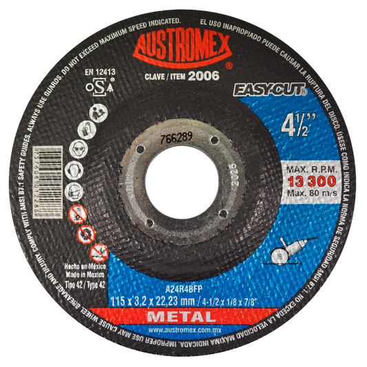 Disco para Corte de Metal 4-1/2 x1/8"x7/8" (42) EASYCUT Mod. 2006 AUSTROMEX