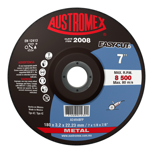 Disco para Corte de Metal 7 x1/8"x7/8" (42) EASYCUT Mod. 2008 AUSTROMEX