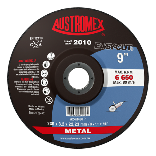 Disco para Corte de Metal 9 x1/8"x7/8" (42) EASYCUT Mod. 2010 AUSTROMEX