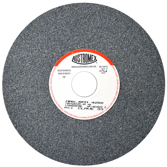 Rueda Abrasiva para esmerilar todo tipo de acero, hierro forjado de 180 x 25 x 25.40 mm C.33 AUSTROMEX