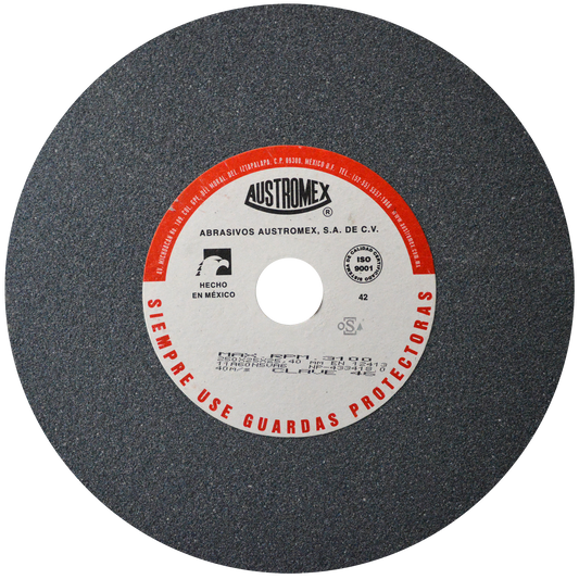 Rueda Abrasiva para esmerilar todo tipo de acero, hierro forjado de 200 x 25 x 25.40 mm C. 46 AUSTROMEX