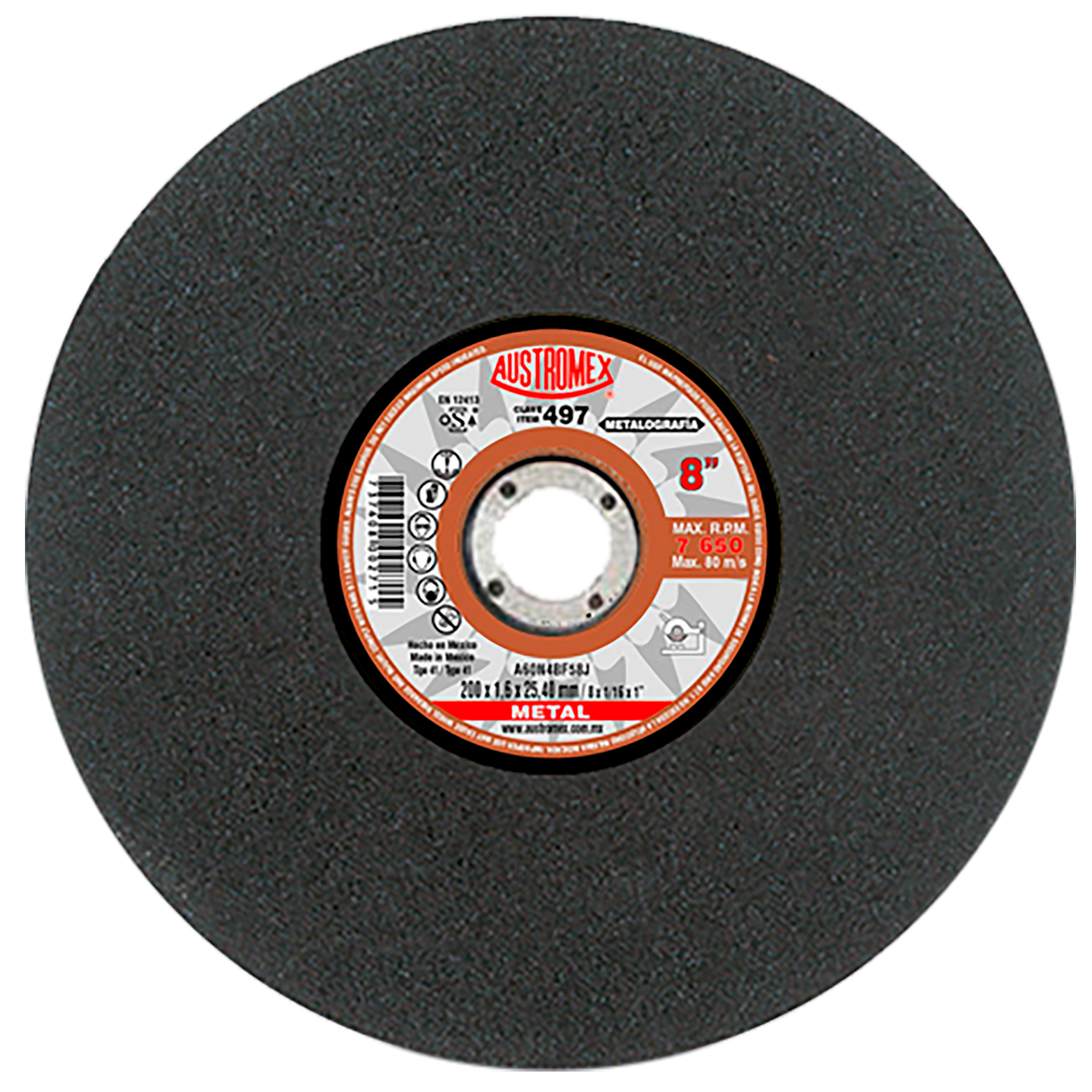 Disco para Corte de Metal 8 x1/16"x1" (41) Mod. 497 AUSTROMEX