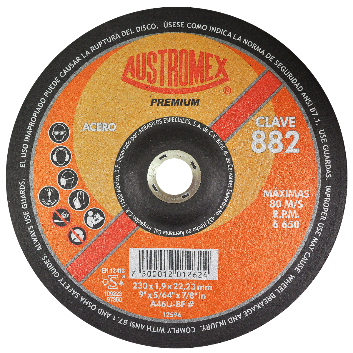 Disco para Corte de Metal 9x5/64"x7/8" (42) PREMIUM Mod. 882 AUSTROMEX