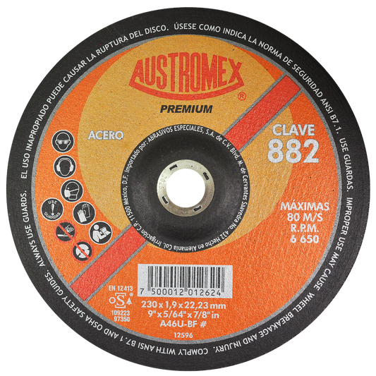Disco para Corte de Metal 9x5/64"x7/8" (42) PREMIUM Mod. 882 AUSTROMEX