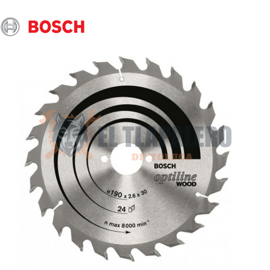 DISCO SIERRA CORTE DE MADERA 24D 7-1/4''X5/8'' BOSCH